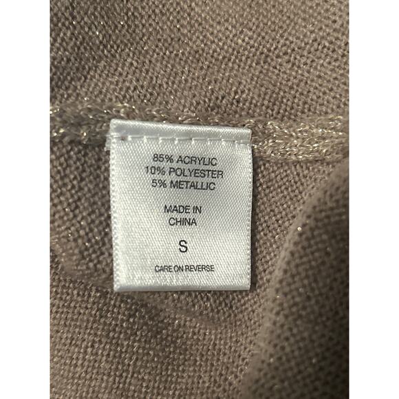 GUC New York & Company Light Brown Sweater with Gold Threads 3/4 Sleeve Size S - Picture 5 of 7